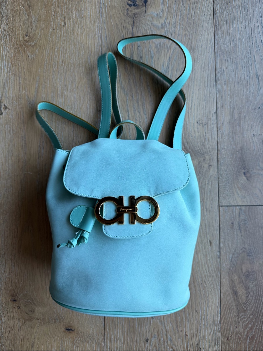 Vintage Ferragamo Backpack in Blue Suede